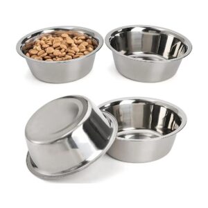 4-Pack Stainless Steel Metal Dog Cat Bowls for Multiple Pets Indoors and Outdoors Use