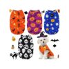 4 Pattern Dog Puppy Clothes for Halloween Parties with Bats and Skeletons