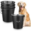 4 Pcs Black Stainless Steel Dog Water Buckets for Fences and Kennels