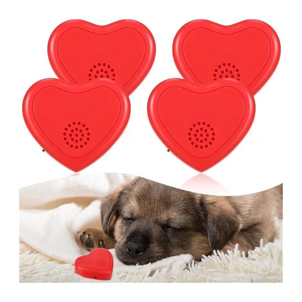 4 Pcs Red Puppy Heartbeat Simulator for Calming Cat Kitten Dog Sleep