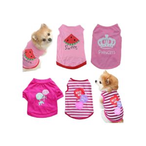 4 Pcs Small Dog Outfits for Boys Chihuahua Yorkie Male Pet Clothing Soft Cotton Blend