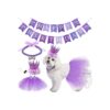 4 Piece Dog Cat Birthday Outfit Tutu Skirt Crown Hat Pearl Necklace Banner