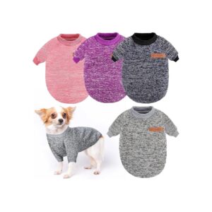 4 Piece Dog Winter Sweaters for Small Medium Dogs with Good Elasticity