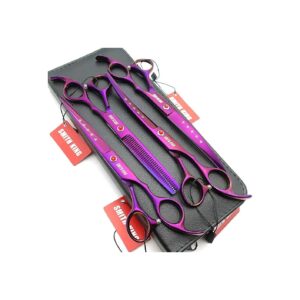 4 Piece Pet Grooming Scissors Set for Dog Grooming with Curved Straight Thinning Scissors