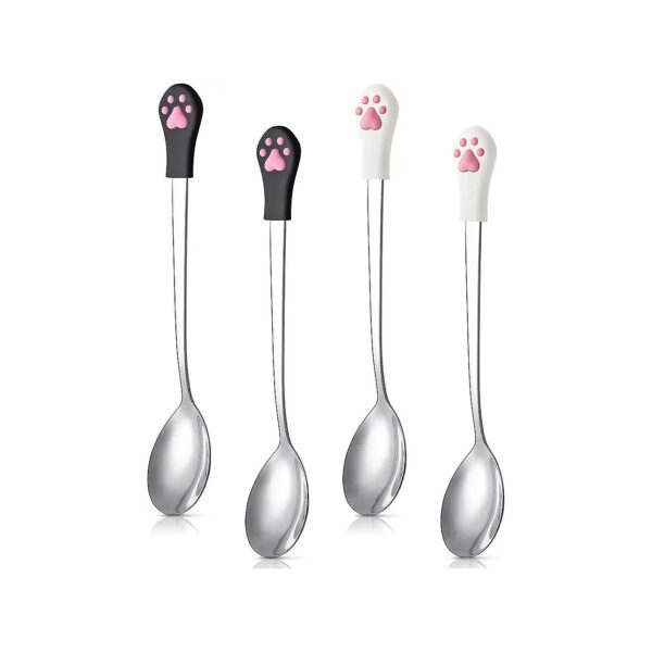 4-Piece Stainless Steel Pet Food Spoon Set for Dog and Cat Owners