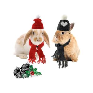 4-Piece Valentine's Day Pet Costume Set with Holiday Hats and Scarves for Small Animals