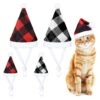 4 Pieces Small Pet Christmas Hats Plaid Pattern Soft and Comfortable Pet Accessories