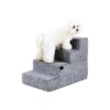 4-Step Dog Ramp, Grey, High-Density Foam Pet Step for Small to Medium Dogs