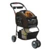 4 Way Adjustable Pet Stroller Carrier for Small Animals in Brown