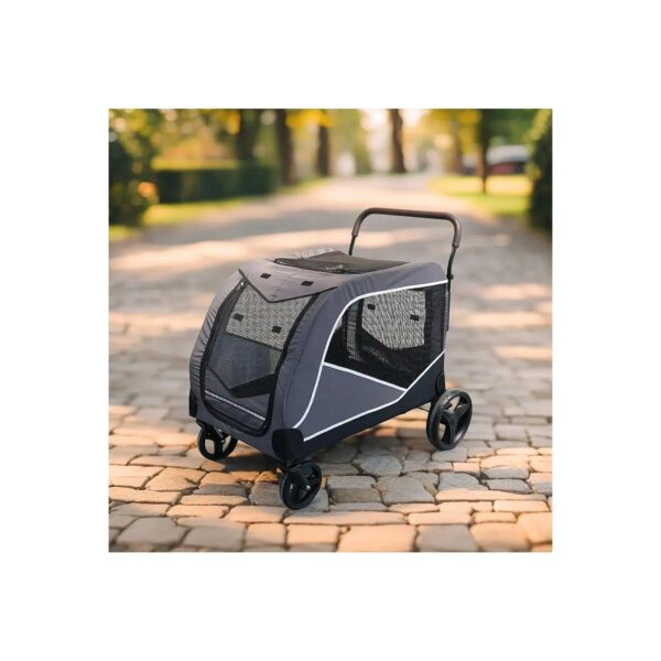 4 Wheel Stable Pet Stroller, and Large Side Mesh Windows for a Smooth and Safe Ride