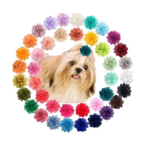 40 Colors Flower Hair Bows for Small Dogs and Cats, Pet Chiffon Hair Accessories