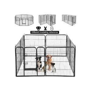 40-High Metal Dog Pen with 8 Panels and Door for Large Indoor or Outdoor Space Black