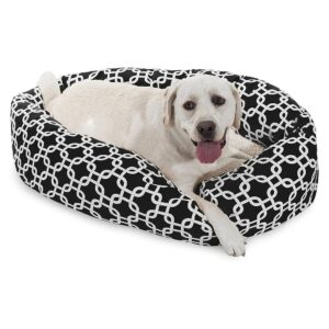 40 Inch Black Pet Bed for Large Dogs with Bolster Support and Waterproof Base