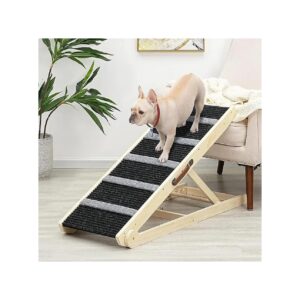 40'' Long Wooden Dog Ramp for Pet Access with Adjustable Heights and Anti-Slip Carpet