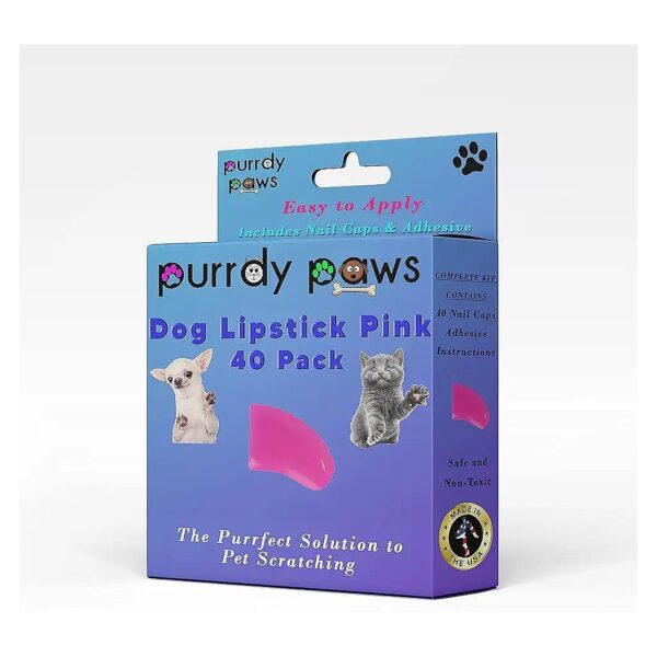 40 Pack Lipstick Pink Nail Caps for Dogs 20-40 Pounds