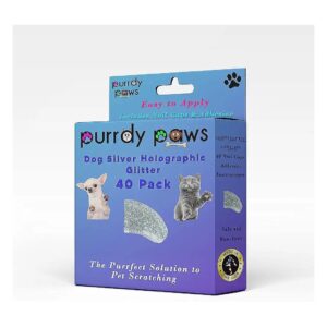 40 Pack Soft Holographic Glitter Nail Caps for Small Dog Paws