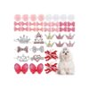 40-Piece Dog Hair Accessories Kit with Pink Crystal Rhinestone Hair Clips and Bow Crowns