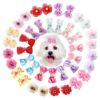 40-Piece Multi-Colored Dog Hair Bow Set with Organza, Rhinestones, and Pearls