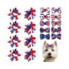 40 Pieces Patriotic Dog Hair Bows with Star Rubber Bands for Pets