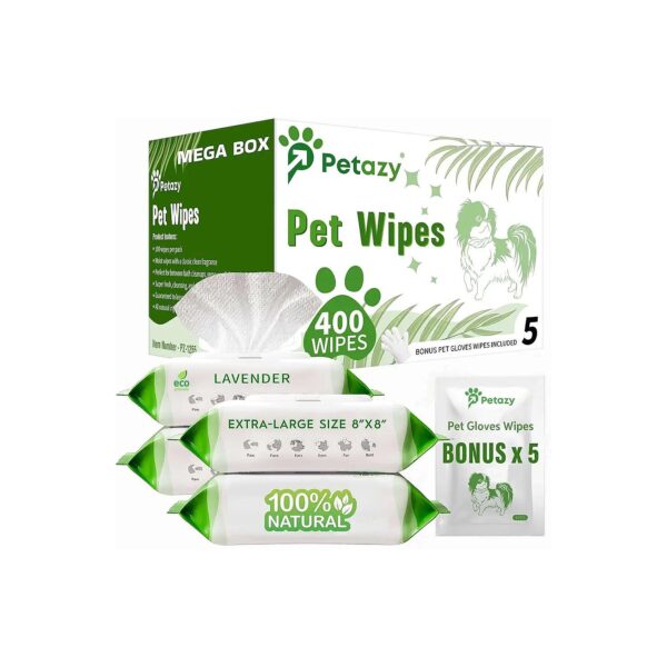 400 Count Organic Dog Wipes for Paws, Ears, Eyes, and Butt Cleaning