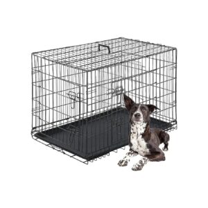 42-Inch Dog Crate with High-Tensile-Gauge Wire and Leak-Proof Tray for Large Dogs