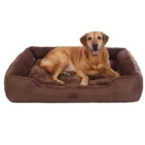 44 Inch Rectangle, Durable, Non Slip Bottom, Soft Flannel Lining, Large Dog Bed