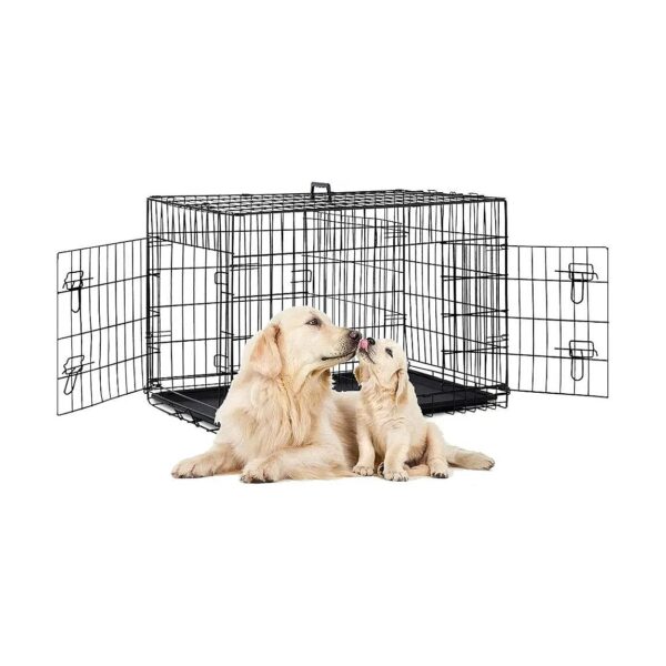 48" Long Pet Crate with Two Large Doors and Side Panel