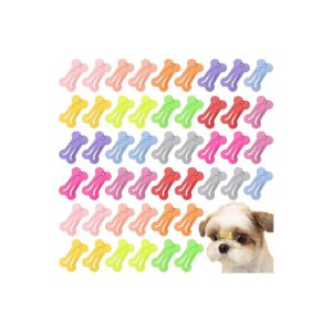 48 Mini Bone Shaped Pet Hair Barrettes for Dogs and Cats