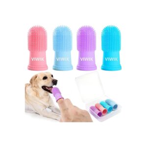 4Pack Dog and Cat Finger Toothbrush for Small Medium Large Dogs and Puppies