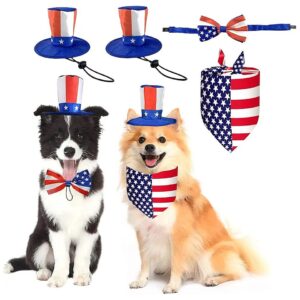 4Pcs Independence Day Dog Costume Set with American Flag Hat and Scarf