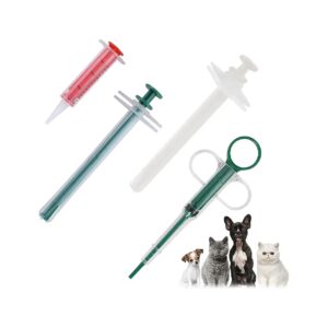 4Pcs Pet Pill Dispenser Syringe Set for Cats and Dogs with Durable Silicone Hose