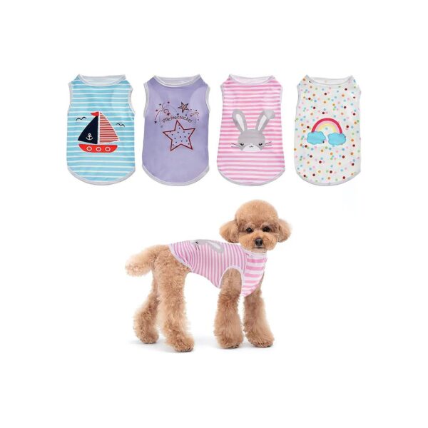 4Pcs Pet Soft Vest Breathable Clothes for Small Medium Dogs Puppy Kitten Cat