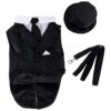 4XL Black Dog Tuxedo Suit with Top Hat and Leash and Leash Ring