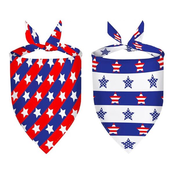 4th of July American Flag Dog Bandanas 2 Pack for Small Medium Large Dogs