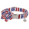 4th of July Cotton Dog Collar with Patriotic Flower and Metal Buckle