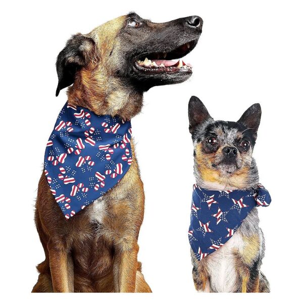 4th of July Dog Bandanas with Star and Paw Print American Flag Design for Large Size Dogs