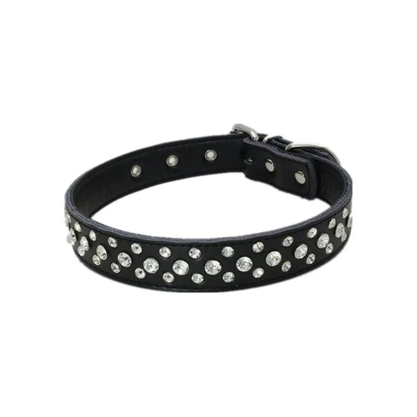 5"-20" Leather Dog Collars with Sparkling Crystals for Small to Medium Size Dogs