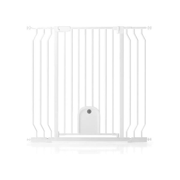 5-7 Inch Wide Baby Gate with Lockable Cat Door and Auto Close Feature and Extensions