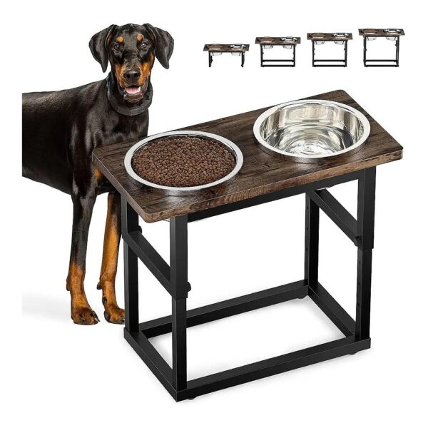 5 Adjustable Height Dog Bowls for Large Dogs with Thick Stainless Steel Bowls