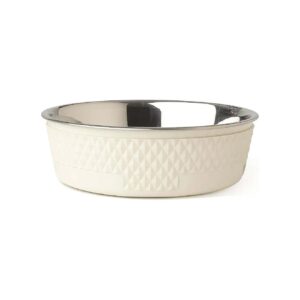 5-Cup White Stainless Steel Non-Slip Dog Bowl Large and Extra Large Pets