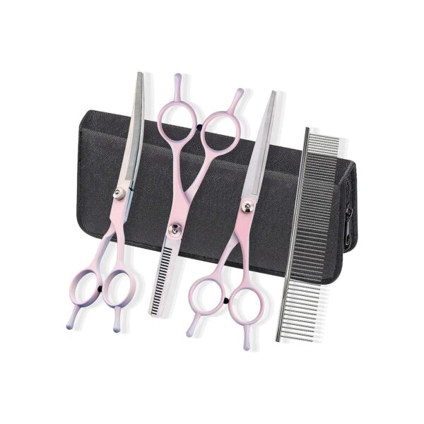 5-IN-1 Dog Grooming Scissors Kit with Storage Case for All Pet Hair Cutting Needs