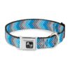 5 Inch Wide Buckle Down Seatbelt Dog Collar in Gray and Blue Chevron Print