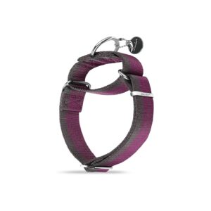 5 Inch Wide Martingale Collar for Medium to XLarge Dogs with Purplish Red & Grey Stripe