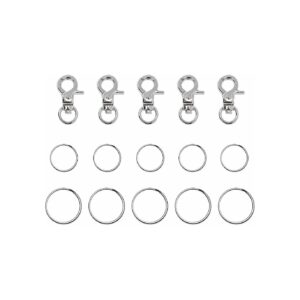 5 Pack Metal Dog ID Tag Holders with Small Buckle Clips and Key Rings