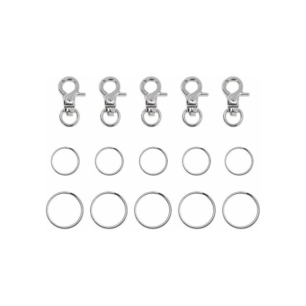 5 Pack Metal Dog ID Tag Holders with Small Buckle Clips and Key Rings