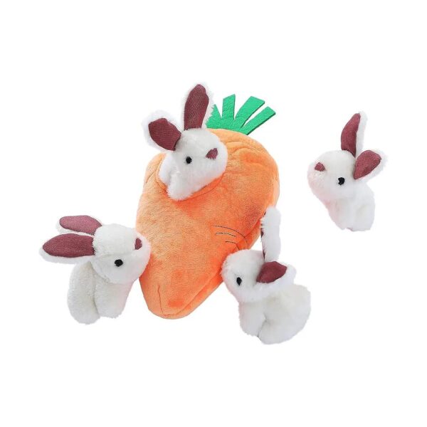 5 Pack Plush Dog Toy Set Squeaky Orange White Rabbit Carrot for Small Dogs