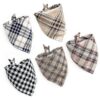 5 Pack Small Dog Bandanas with Button and Plaid Printing for Halloween Outfit