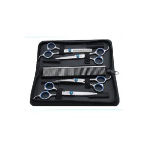 5-Piece Pet Hair Trimming Scissor Kit with Straight-Edge Shears and Storage Case