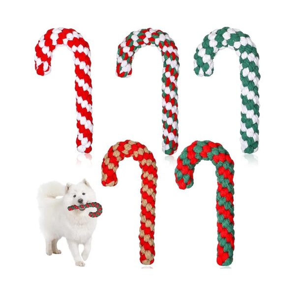 5-Piece Set of Candy Cane Dog Rope Toys for Small Medium Dogs