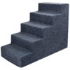 5-Step Foam Pet Stairs for Small Dogs and Cats, Dark Gray Linen No Slip Support